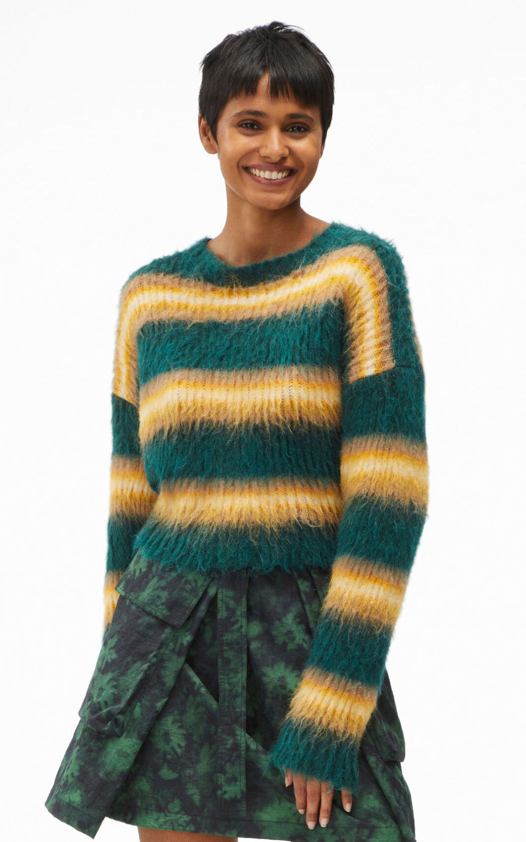 Kenzo Cropped striped alpaca Puloveri Ženske - Tamno Zelene - Hrvatska MWPHUI358